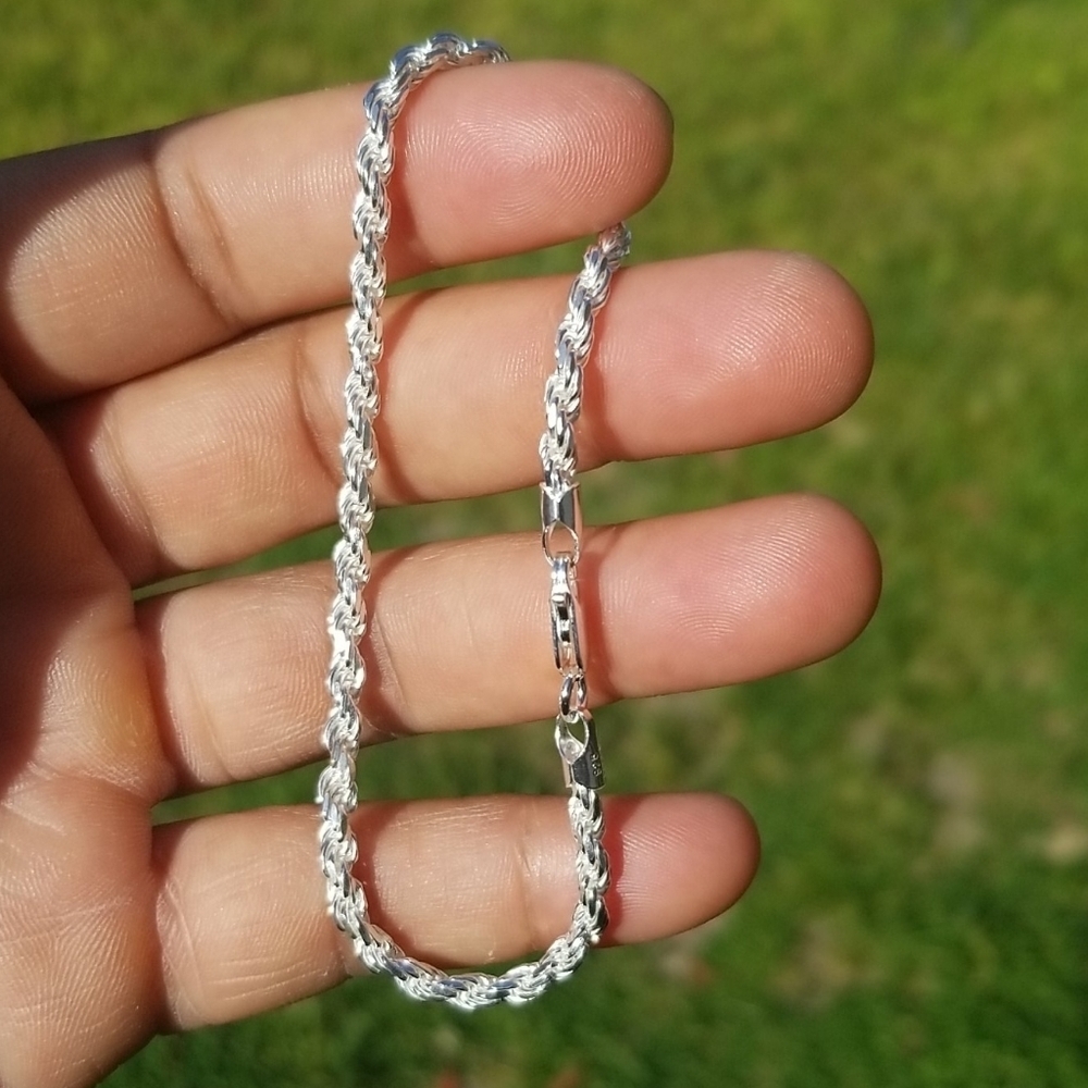 Sterling Silver 925 Diamond Cut Rope bracelet